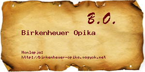 Birkenheuer Opika névjegykártya